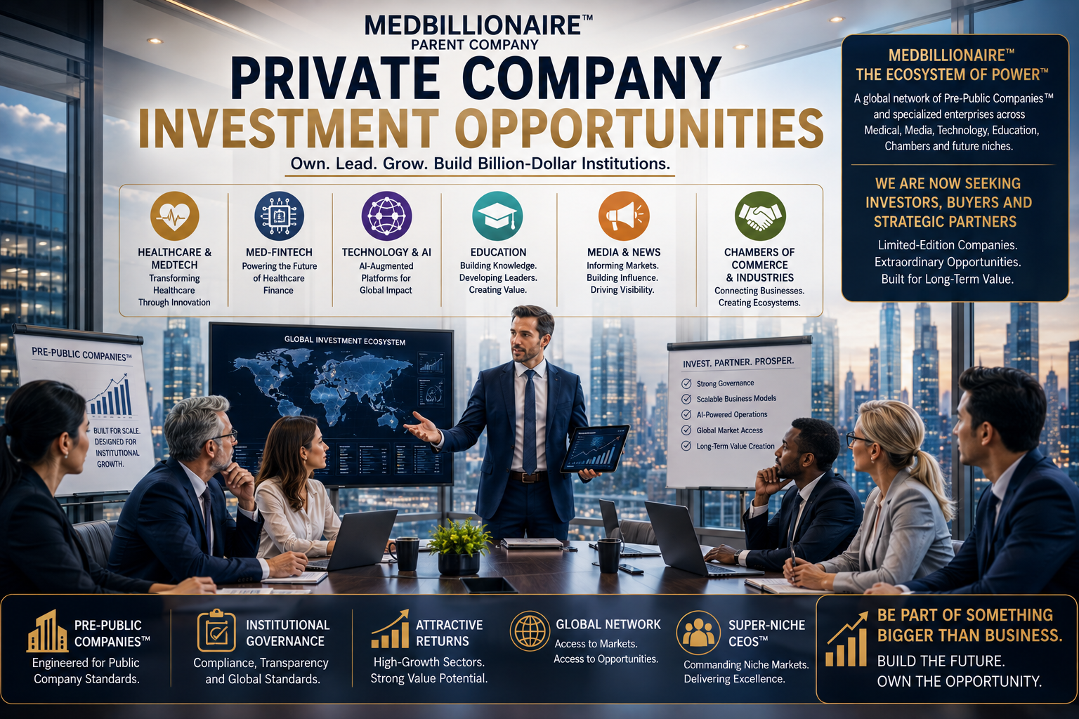 Private Company Investment Opportunities, MedBillionaire™’s Portfolio of Pre-Public Companies™, Healthcare, Media, Technology and Specialized Businesses